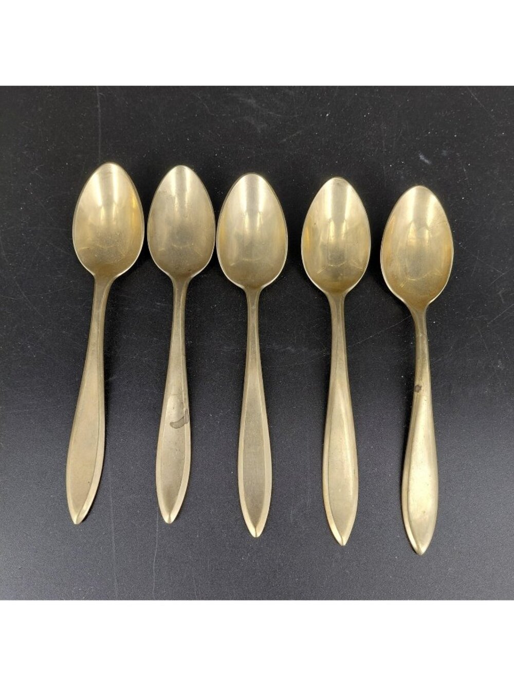 Dirigold Regal Teaspoon Set 5 Dirilyte Alloy Gold Satin Flatware Smooth 6"
